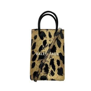 Balenciaga Shoulder Bag Shopping Phone Holder Leopard